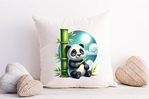 Panda With Bamboo Sublimation PNG