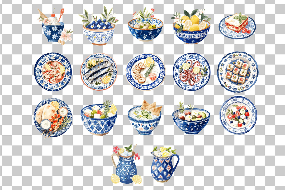 Summer Greece Watercolor Clipart, a Seasonal Illustration by Nicolle's Colorful Art (Photo 5 of 5)