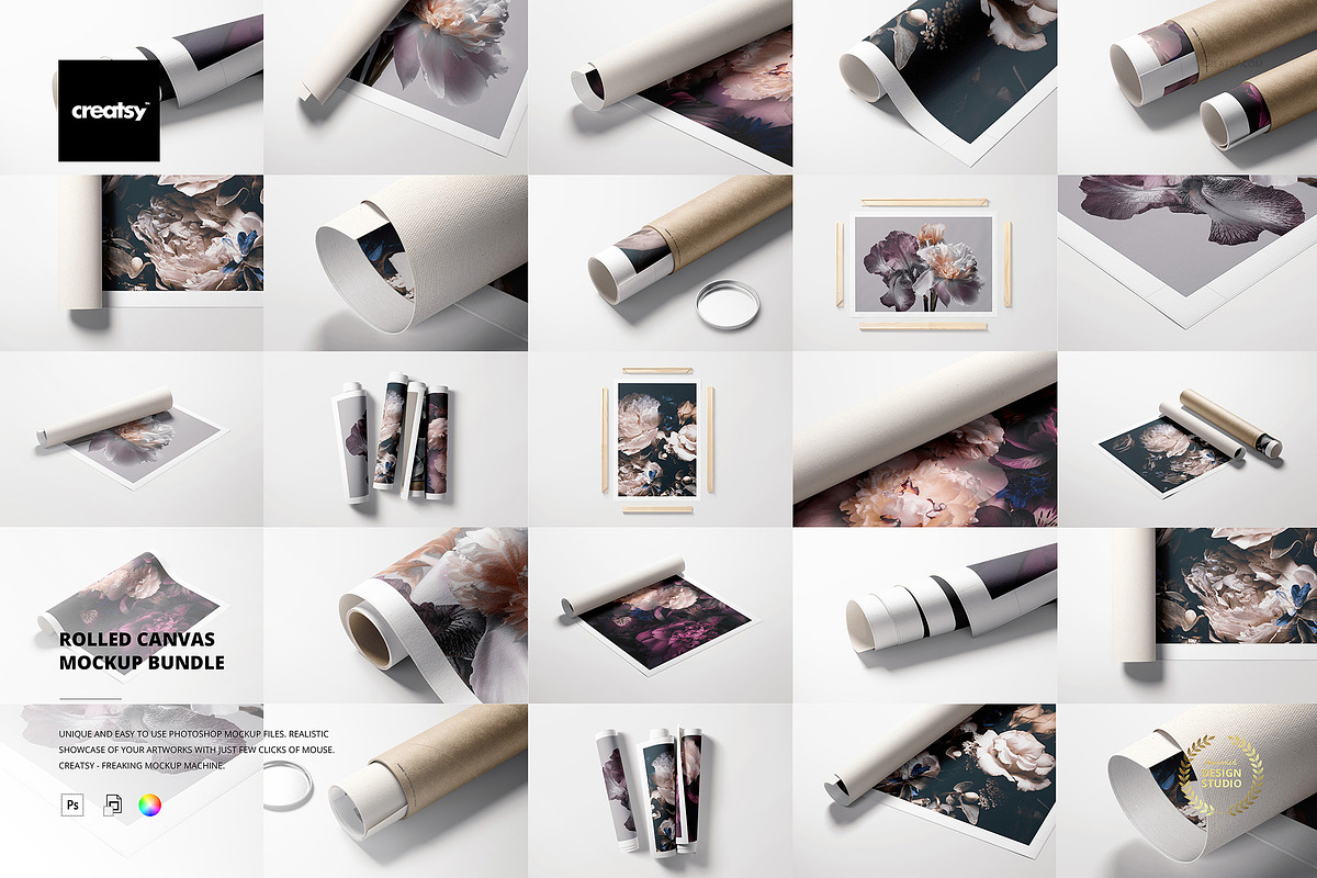 Rolled Canvas Print Mockup Bundle, a Product Mockup by creatsy5 (Photo 1 of 9)
