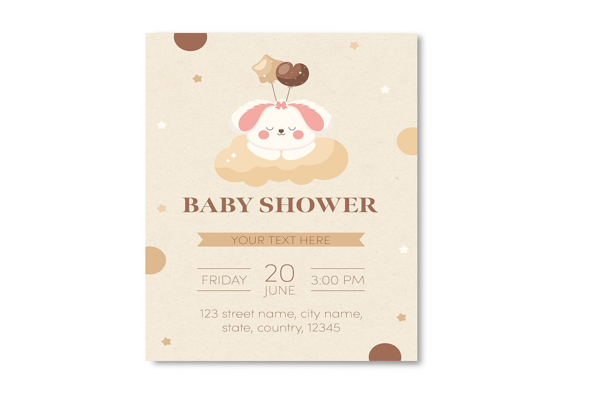 Minimalist Baby Shower Card, a Templates & Theme by studiogstock (Photo 3 of 3)
