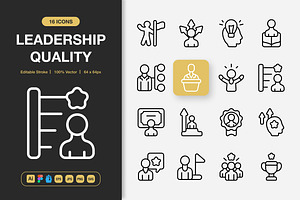 Leadership Quality Icons, an Outline Icon by Spacepixel Creative