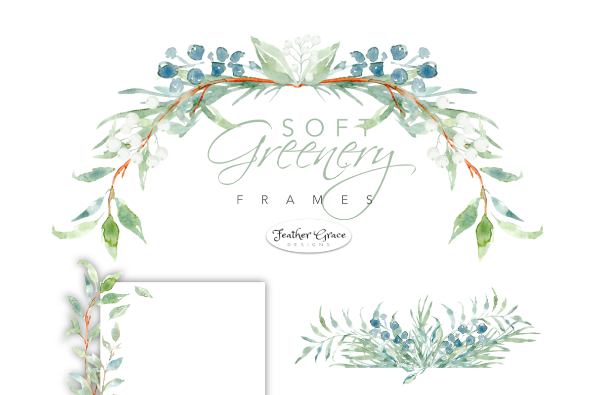 Watercolor Greenery & Wreaths, an Illustration by Feather Grace Designs (Photo 3 of 11)