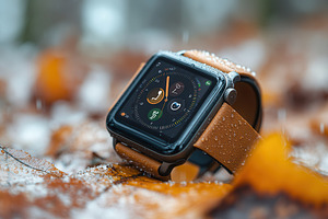 Watch on wet autumn leaves showcasin, a Photo by Tanuart