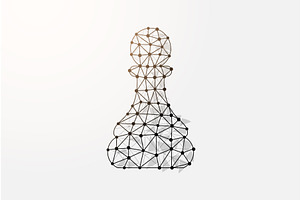 Polygonal chess pawn piece in, an Illustration by GraphiShop