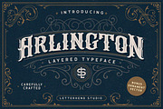 Arlington Layered Font & Ornaments, a Font by Letterhend Studio (Thumbnail 1 of 11)