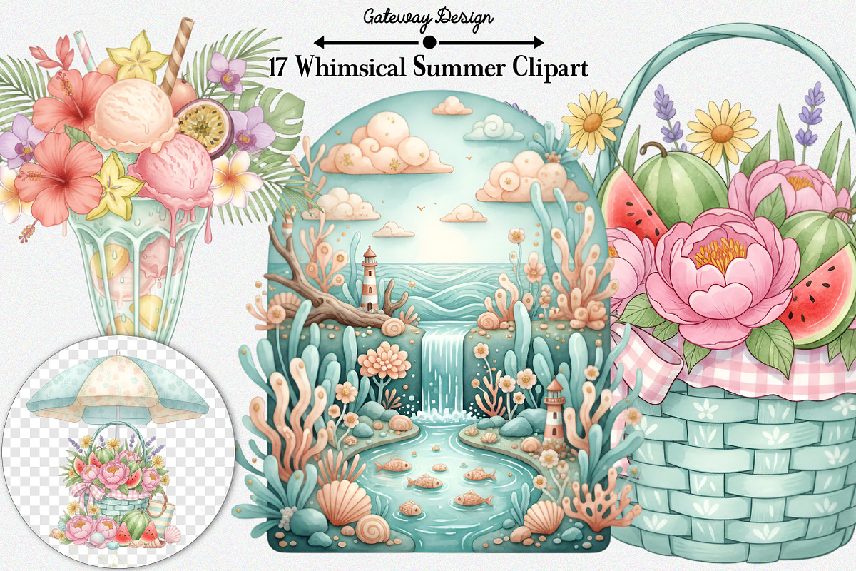Whimsical Summer Clipart Bundle, an Illustration by GatewayDesign (Photo 3 of 3)