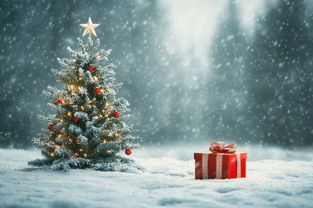 A Christmas fir tree standing, a Photo by Pavel_design