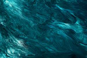 Fluid Art. Liquid dark turquoise abstract drips and wave. Marble effect backgro