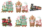 Christmas Train Clipart, an Illustration by DreamArtGraphic (Thumbnail 2 of 5)