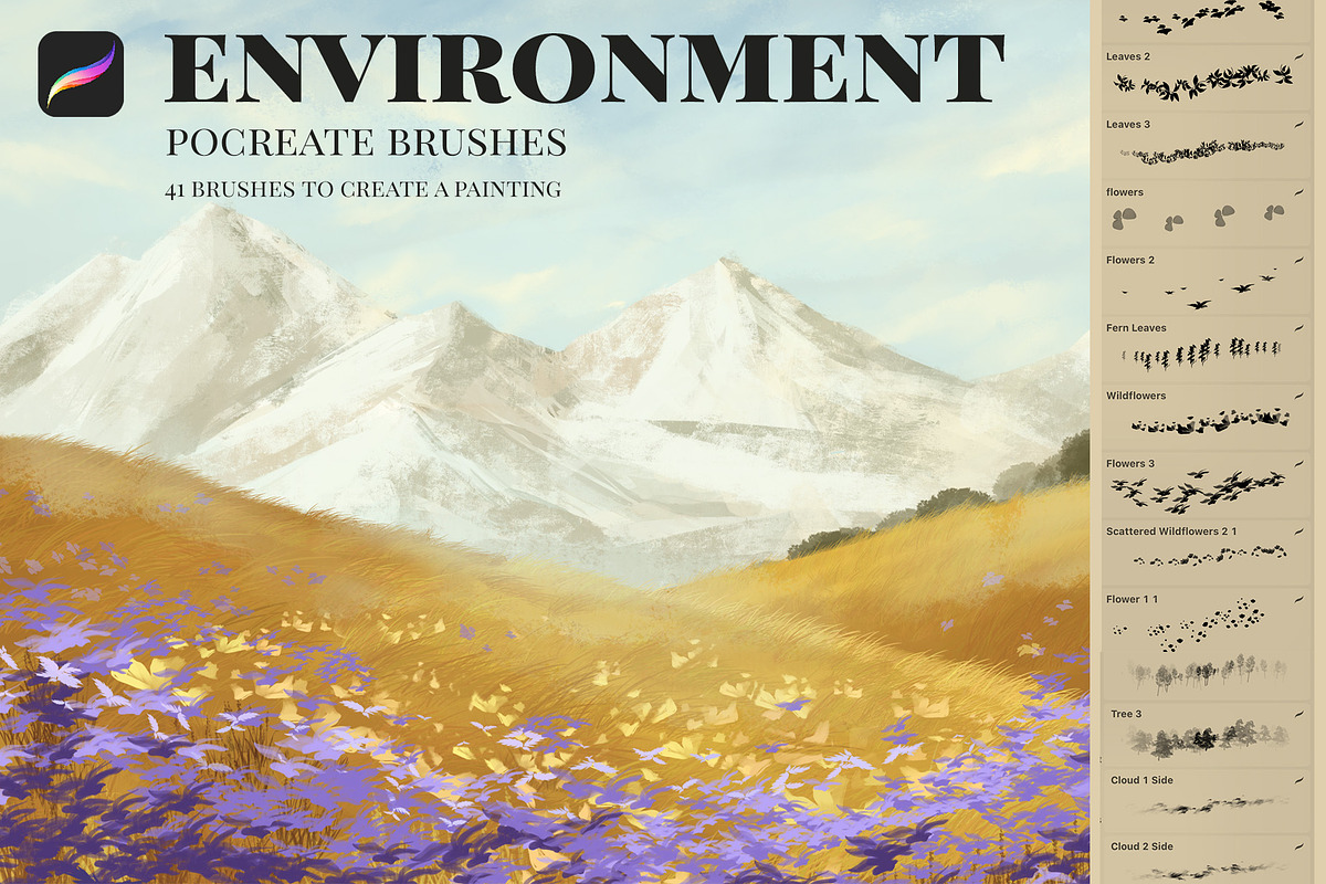 Environment Procreate brushes, a Brush Add-On by sparklePixieStudio BRUSH (Photo 1 of 8)