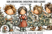 Kids Decorate Christmas Tree Clipart, an Illustration by OK Design (Thumbnail 1 of 6)