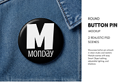 Round Button Pin Mockup, a Merchandise Mockup by Pixel Foundry (Thumbnail 1 of 4)