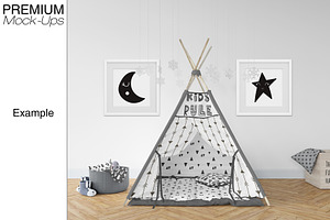 Kids Teepee Tent, Wall & Frames Set