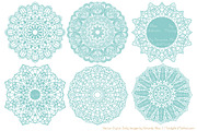 Aqua Doilies Clipart & Doily Vectors, an Illustration by Amanda Ilkov (Thumbnail 3 of 4)