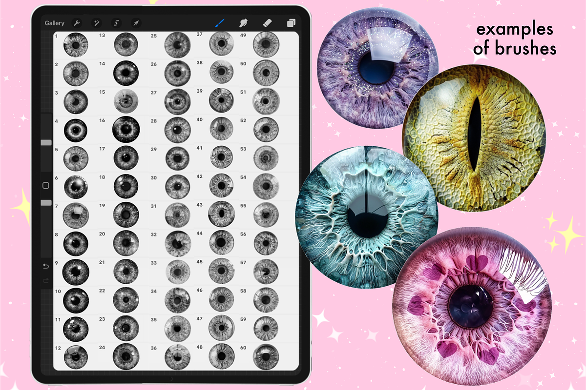 Procreate Eye Irises face brushes, a Brush Add-On by Revabrush (Photo 3 of 10)