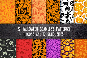 Halloween patterns and icons pack