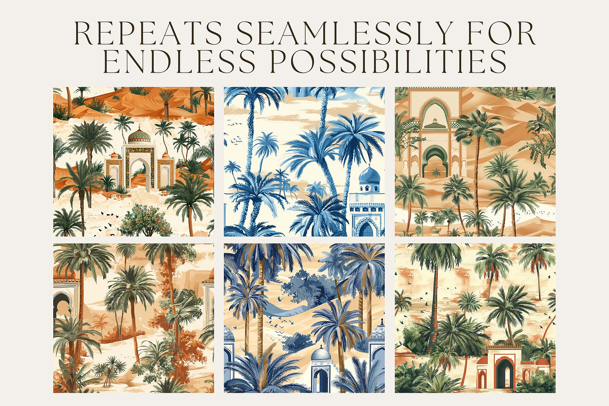 10 Ahmed's Tranquil Palms Patterns, a Pattern Graphic by Inknfolly (Photo 2 of 6)