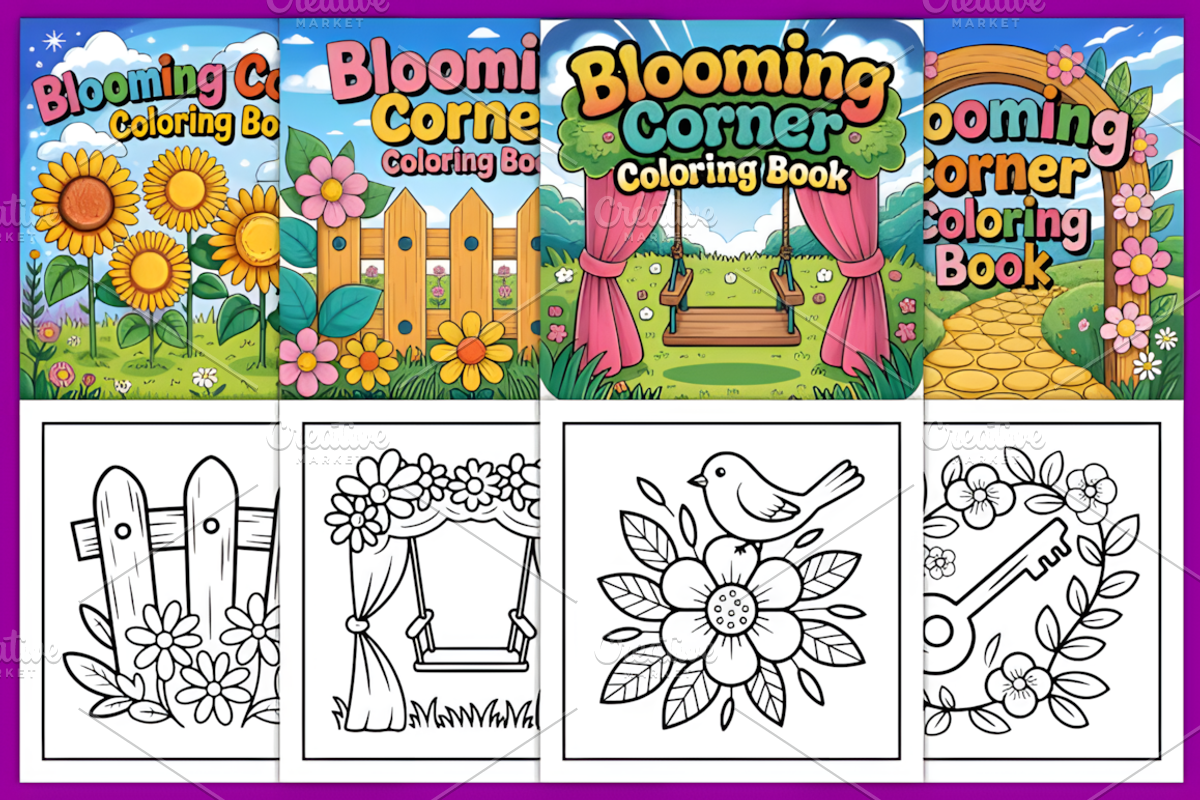 Blooming Corner Bold Easy Coloring, a Decorative Illustration by Design Station (Photo 4 of 4)