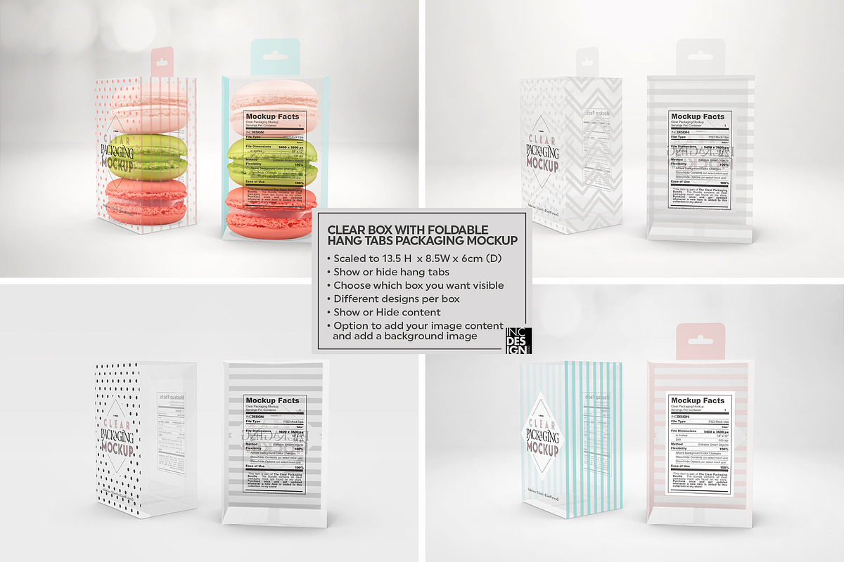 Clear Box Foldable Hang Tab Mockup, a Packaging Mockup by INCDesign (Photo 5 of 8)
