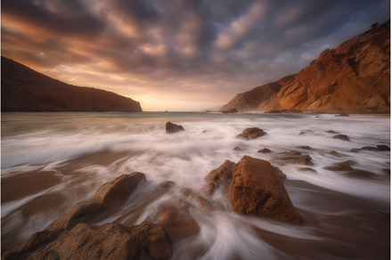Costal rock sea beach sunset, a Nature Photo by Ylivdesign