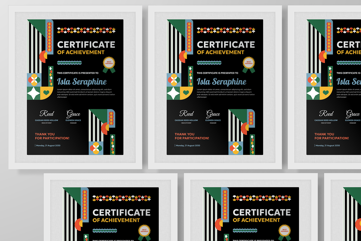 Geo Line Certificate Design, a Stationery Template by Annora Studio (Photo 5 of 6)