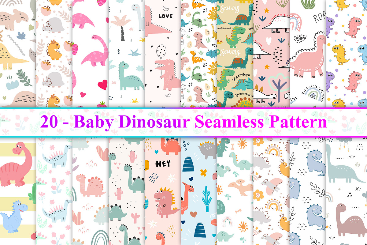 Baby Dinosaur Seamless Pattern, a Pattern Graphic by Digital Studio (Photo 1 of 7)