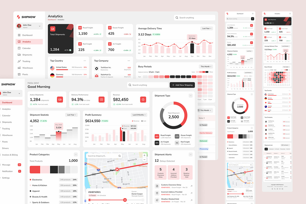 Shipping Management Dashboard UI, an UI Kit Template by peterdraw (Photo 2 of 7)