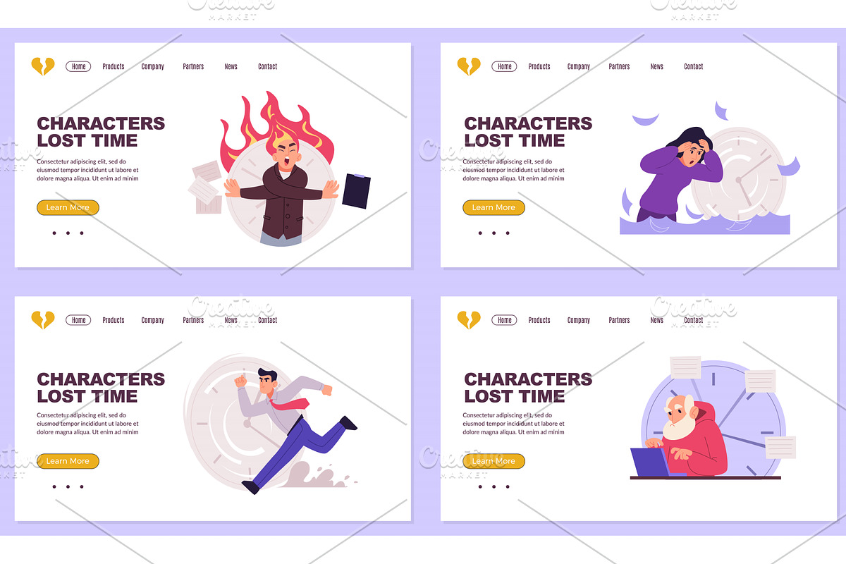 Time management. landing pages with, a Finance Illustration by Onyx