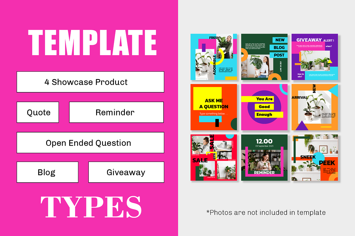 9 POP Bold Instagram Post Template, a Social Media Template by digitalsbydepi (Photo 3 of 5)
