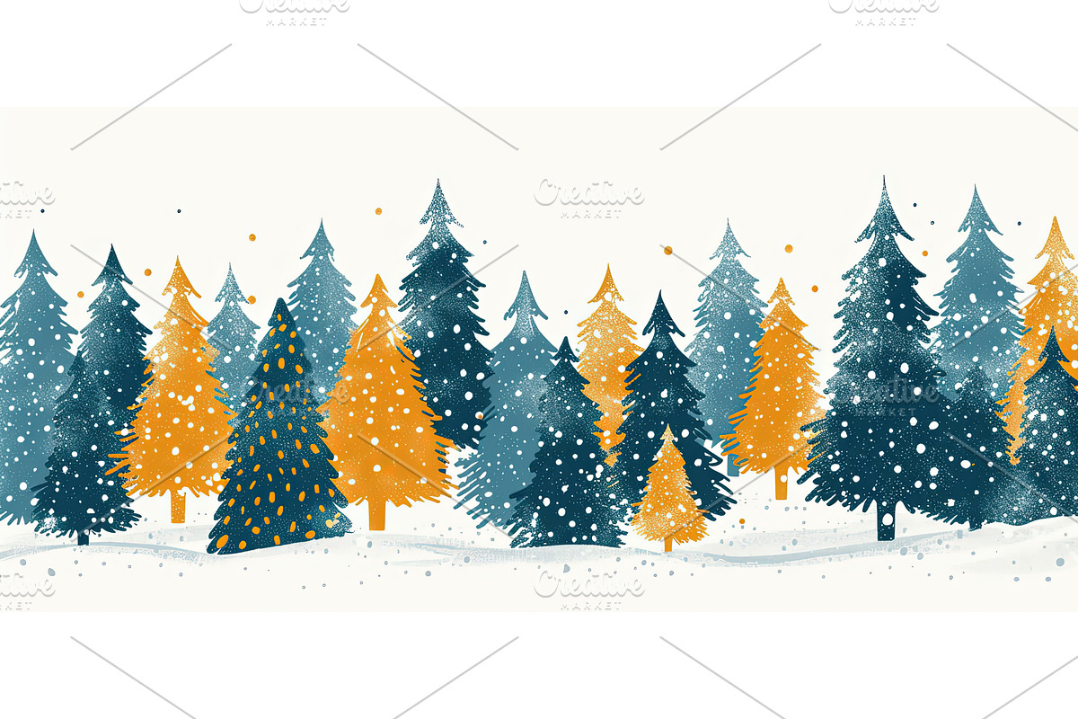 Winter forest scene with evergreen, an Illustration by Lermont51