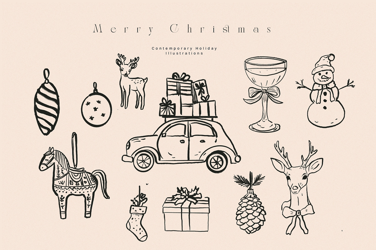 Hand Drawn Christmas Line Art Icons, an Object Graphic by Laras Wonderland (Photo 3 of 9)