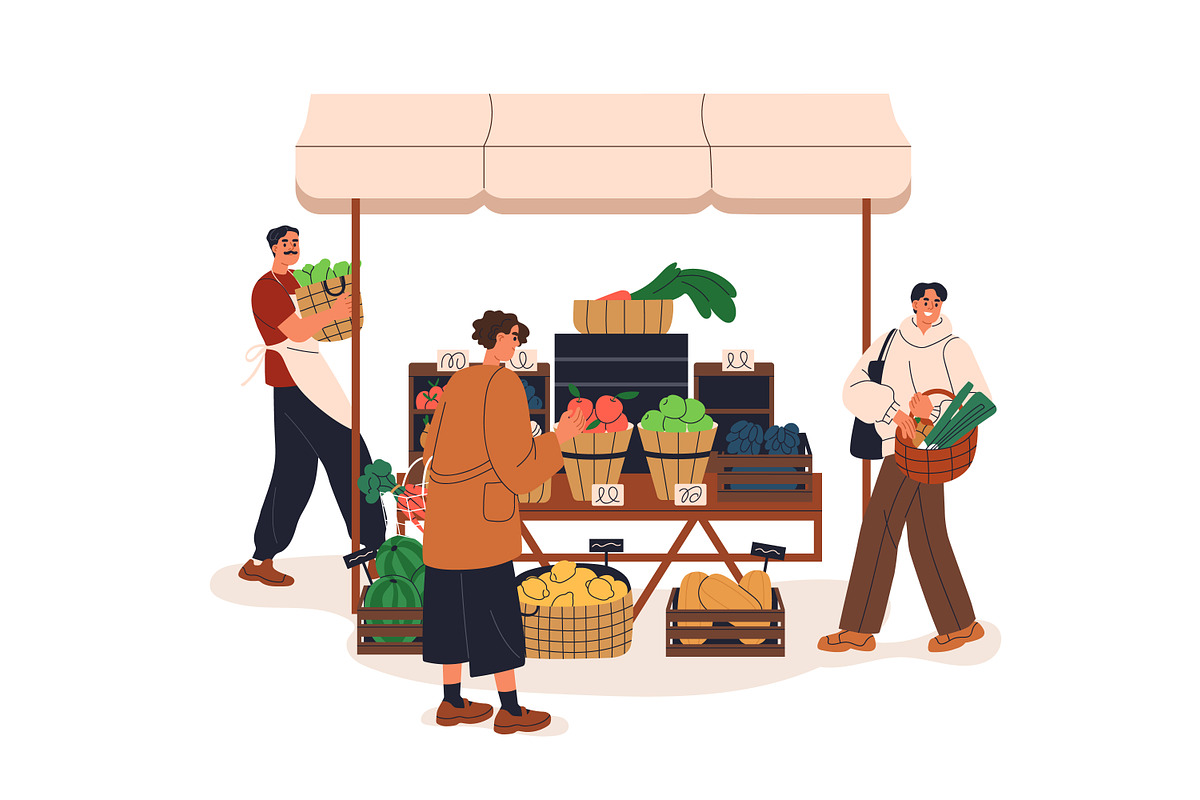 Farmers market stalls set + banners, a Food Illustration by Good Studio (Photo 6 of 11)