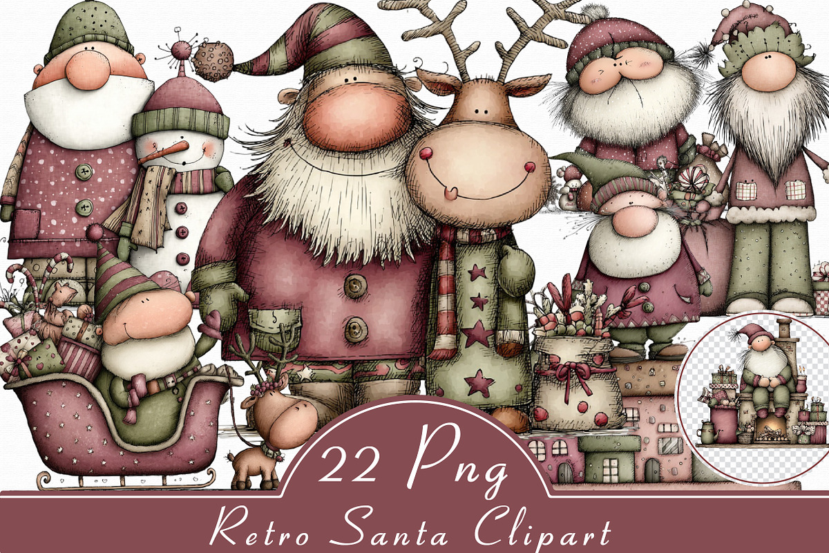 Retro Santa Clipart, an Illustration by Libby Wishes (Photo 1 of 7)
