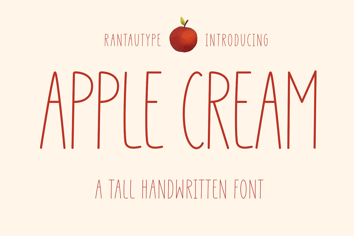 Apple Cream A Tall Handwritten font, a Handwritten Font by RantautypeStudio (Photo 1 of 11)