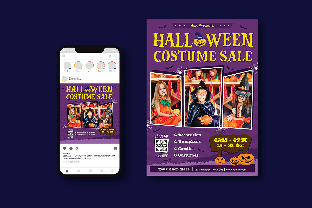 Halloween Sales Flyer, a Flyer Template by iDoodle Studio