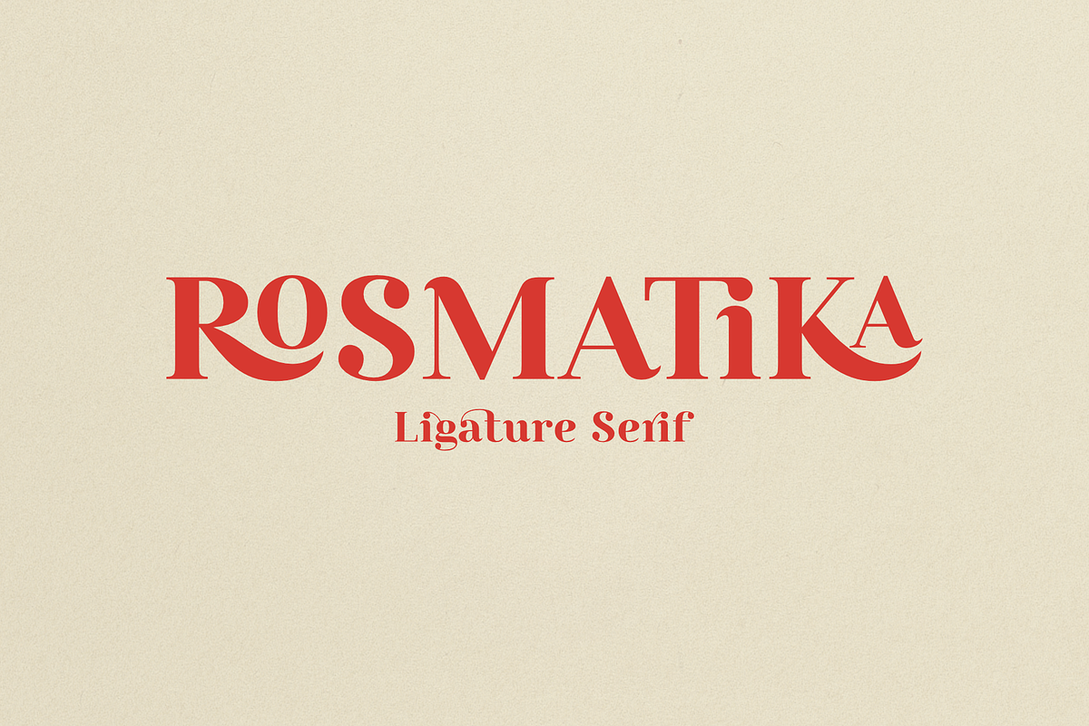 Rosmatika - Ligature Serif, a Serif Font by Ali Hamidi (Photo 1 of 8)