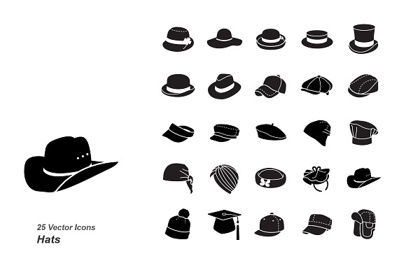 Hats Glyph Vector Icons