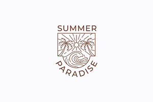 Summer Paradise Beach Sun Waves, a Branding & Logo Template by Signatoro