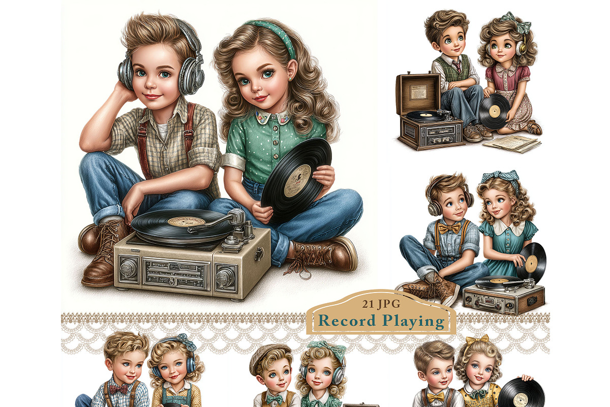 Record Playing Clipart JPG, a Person Illustration by Memories By Lea (Photo 1 of 17)