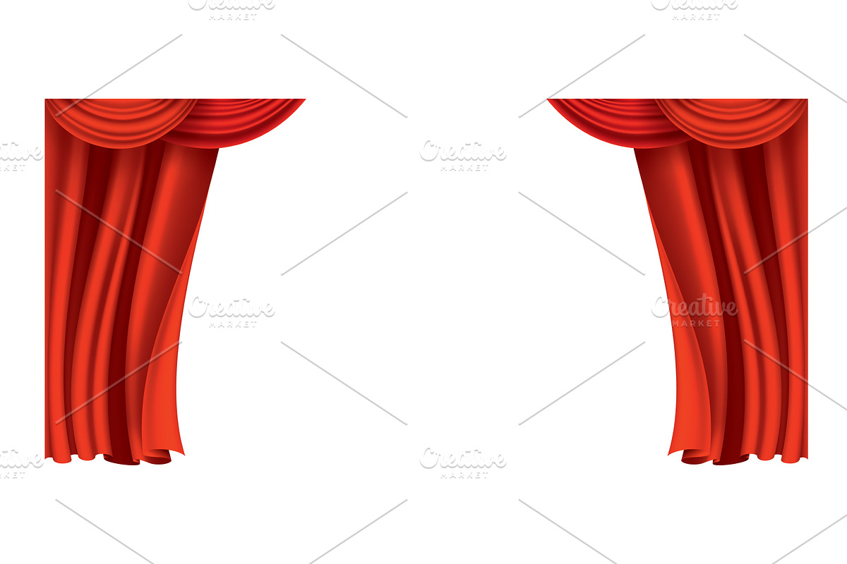 Red curtains realistic, an Object Illustration by Things for designers