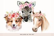 Animals in Floral Crowns Clipart, a Decorative Illustration by illuztrate (Thumbnail 8 of 9)