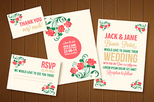 Wedding Invitation Vector Watercolor