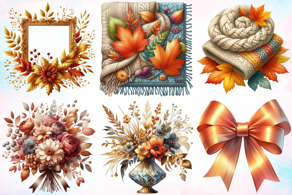 Watercolor Elegant Autumn Clipart, a Seasonal Illustration by Canvas Craft (Photo 3 of 8)