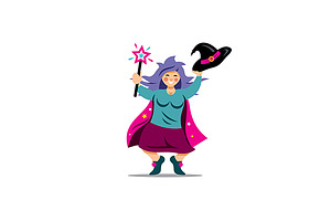 Witch with magic wand