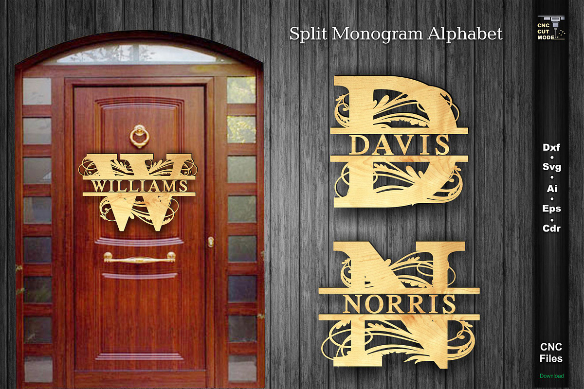 Monogram Split Letter sign SVG, a Graphic by CncCutModel (Photo 1 of 2)