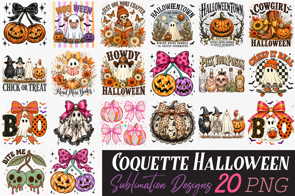 Coquette Halloween PNG Bundle, a Seasonal Illustration by Libby Wishes (Photo 1 of 5)
