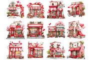 Cute Valentine Shop Clipart, an Illustration by DreamArtGraphic (Thumbnail 3 of 4)