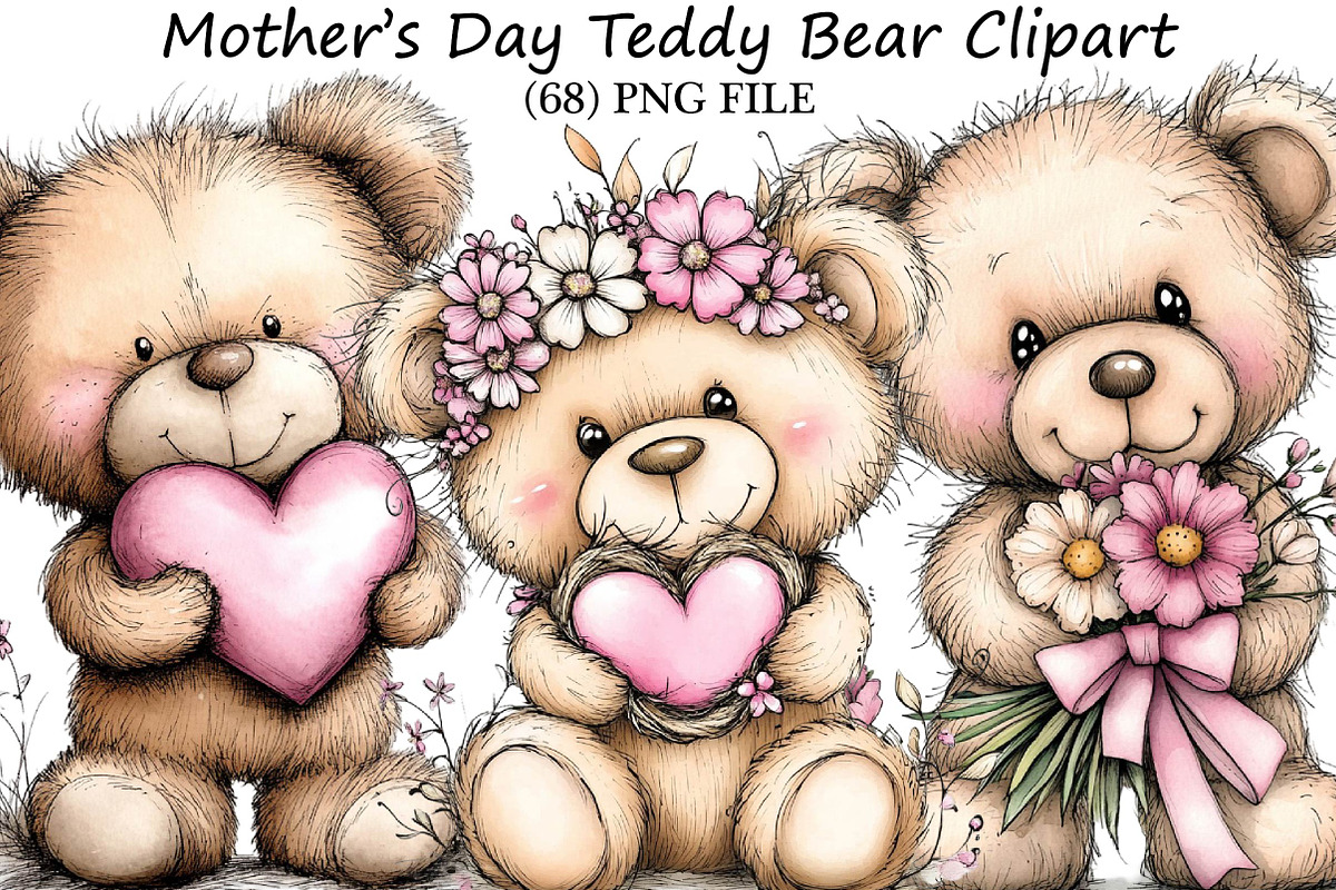 Mother’s Day Teddy Bear Clipart, an Illustration by DreamPrint404 (Photo 1 of 6)
