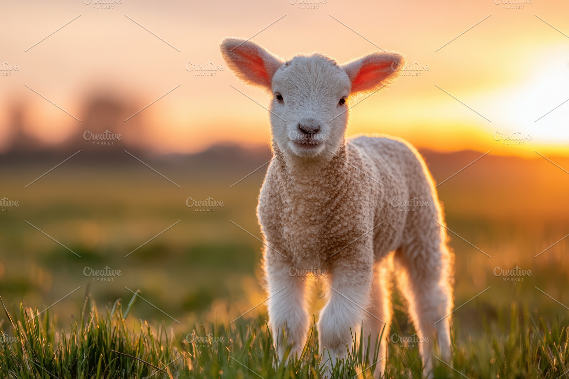 Cute lamb standing on green grass in the meadow, an Animal Photo by AlyaAnd