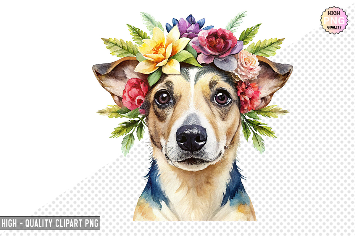Dog Wearing Flower Crown Bundle, a Graphic by crative8112 (Photo 8 of 8)